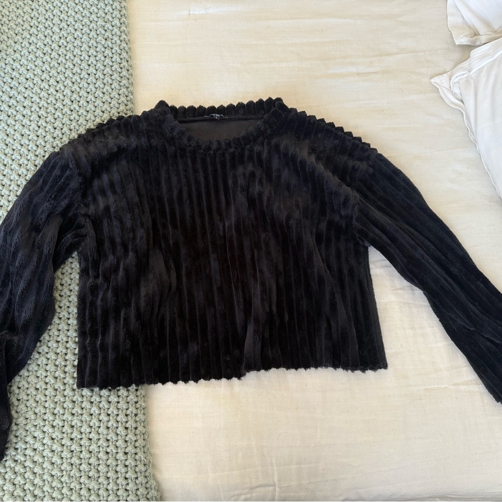 Black Velvet Long Sleeve Top